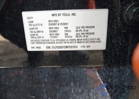 2021 Tesla Model Y Performance Dual Motor All-Wheel Drive from USA, damaged, VIN 5YJYGDEF2MF201974